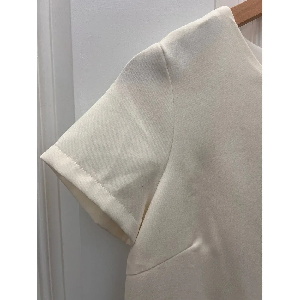 Lulus Cream Short Sleeve Shift Mini Dress Off White Bridal Shower Size S